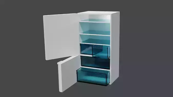 Lowpoly Fridge cabinet with drawers