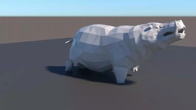 lowpoly hipopotamus polygonal pig 3D model_0