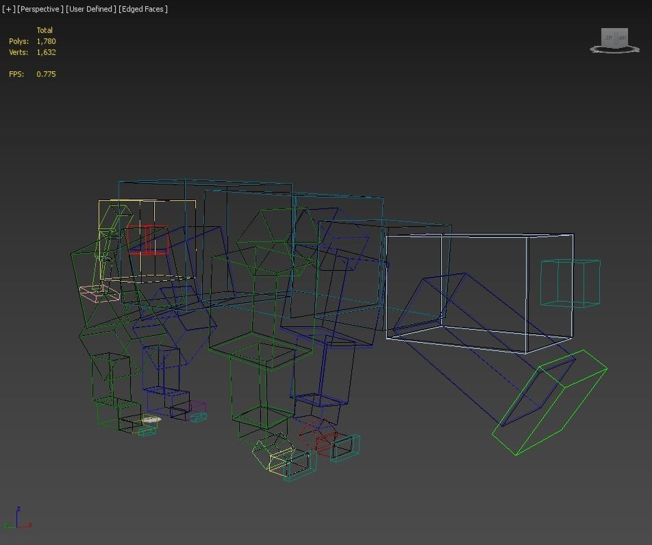 lowpoly hipopotamus polygonal pig 3D model_10