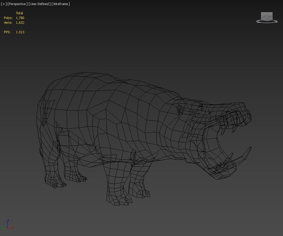 lowpoly hipopotamus polygonal pig 3D model_9