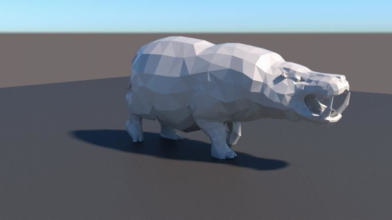 lowpoly hipopotamus polygonal pig 3D model_3