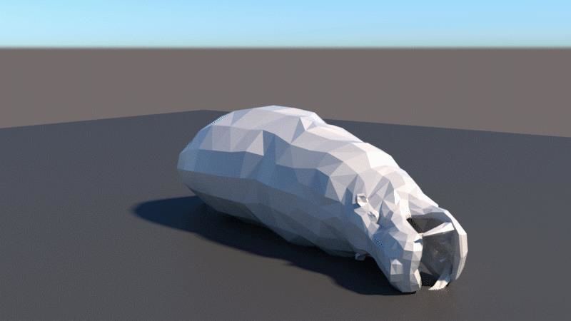 lowpoly hipopotamus polygonal pig 3D model_7