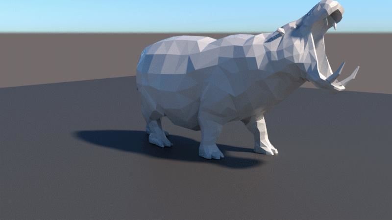 lowpoly hipopotamus polygonal pig 3D model_6