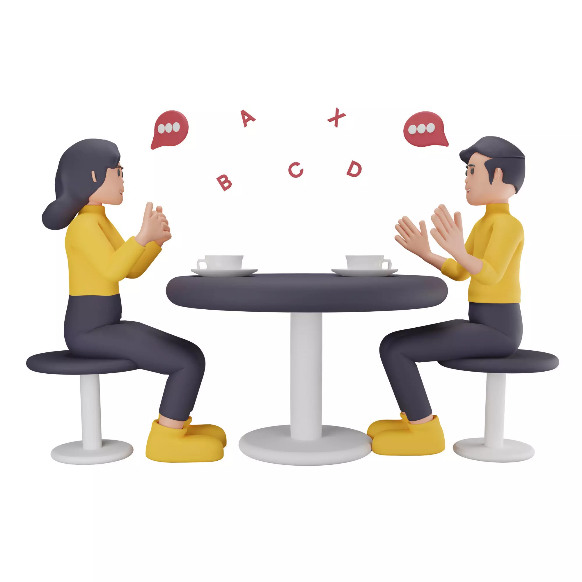 Small Team Discussing Ideas Low-poly 3D model_0