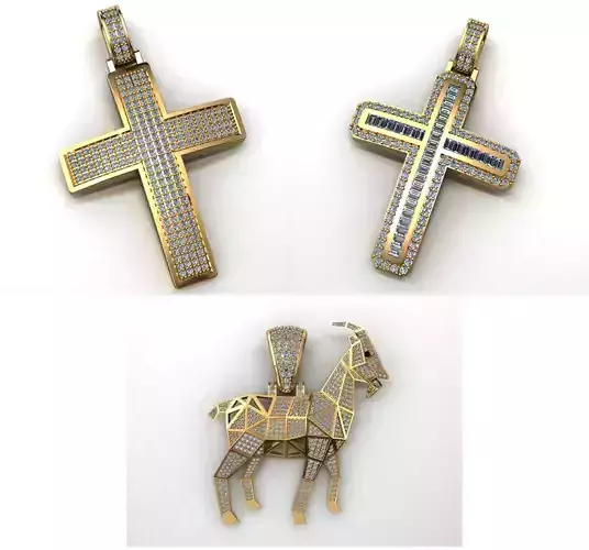 PENDANT COLLECTION gold goat with diamonds