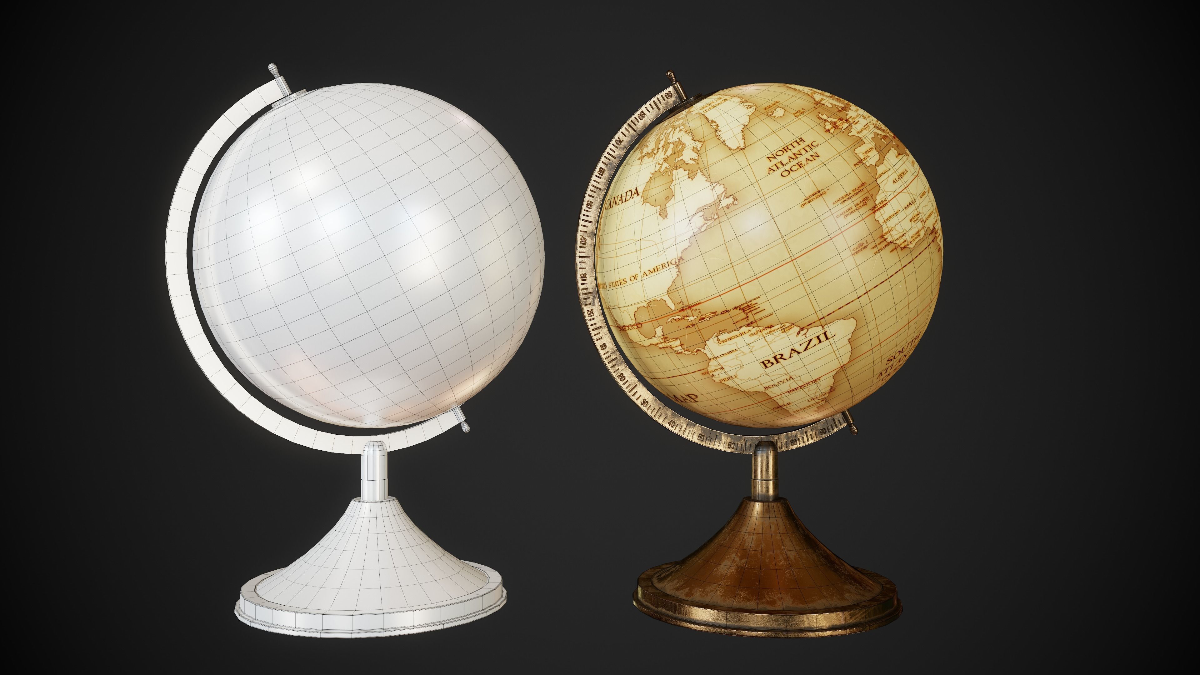 Globe 3D Model antique 3D model_3