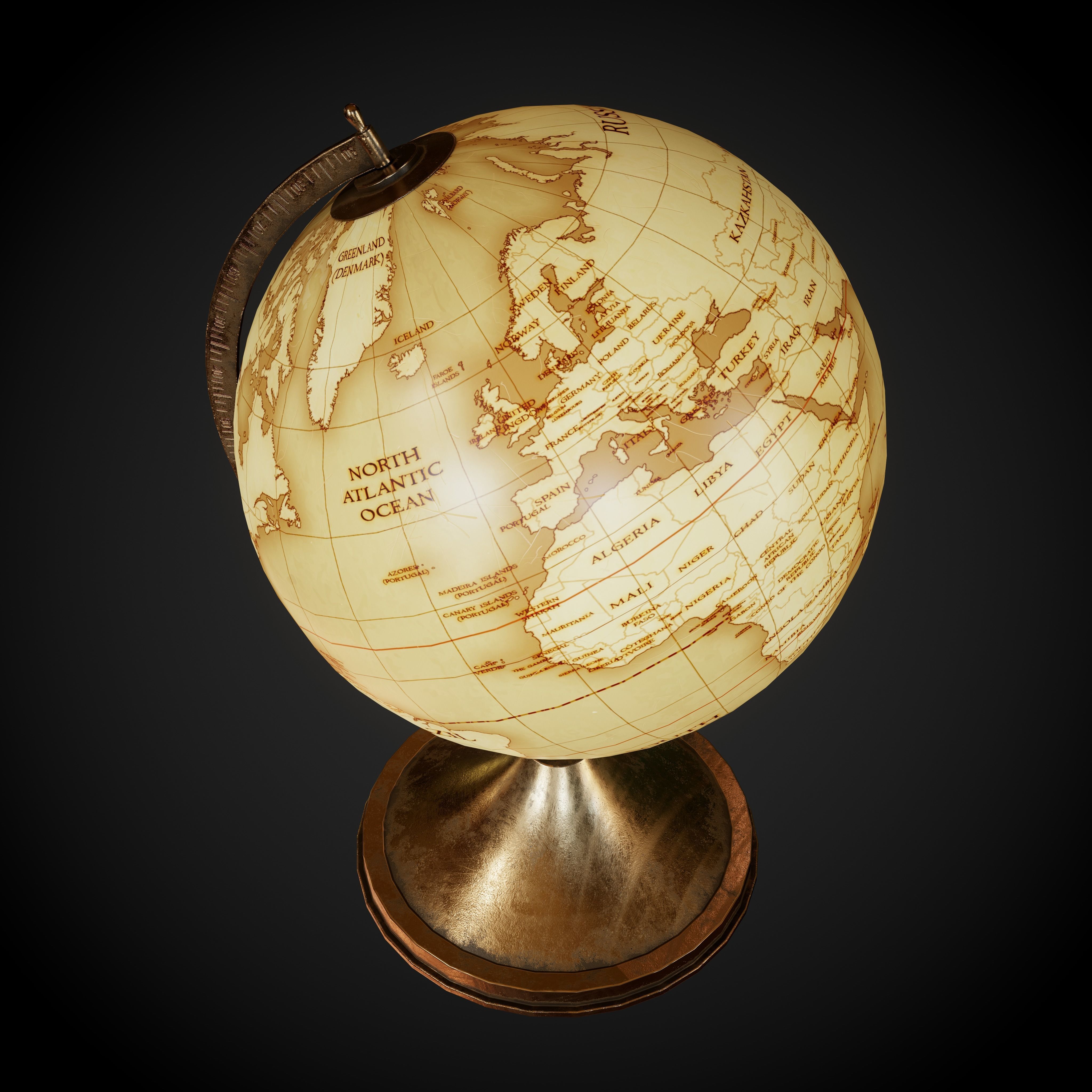 Globe 3D Model antique 3D model_5