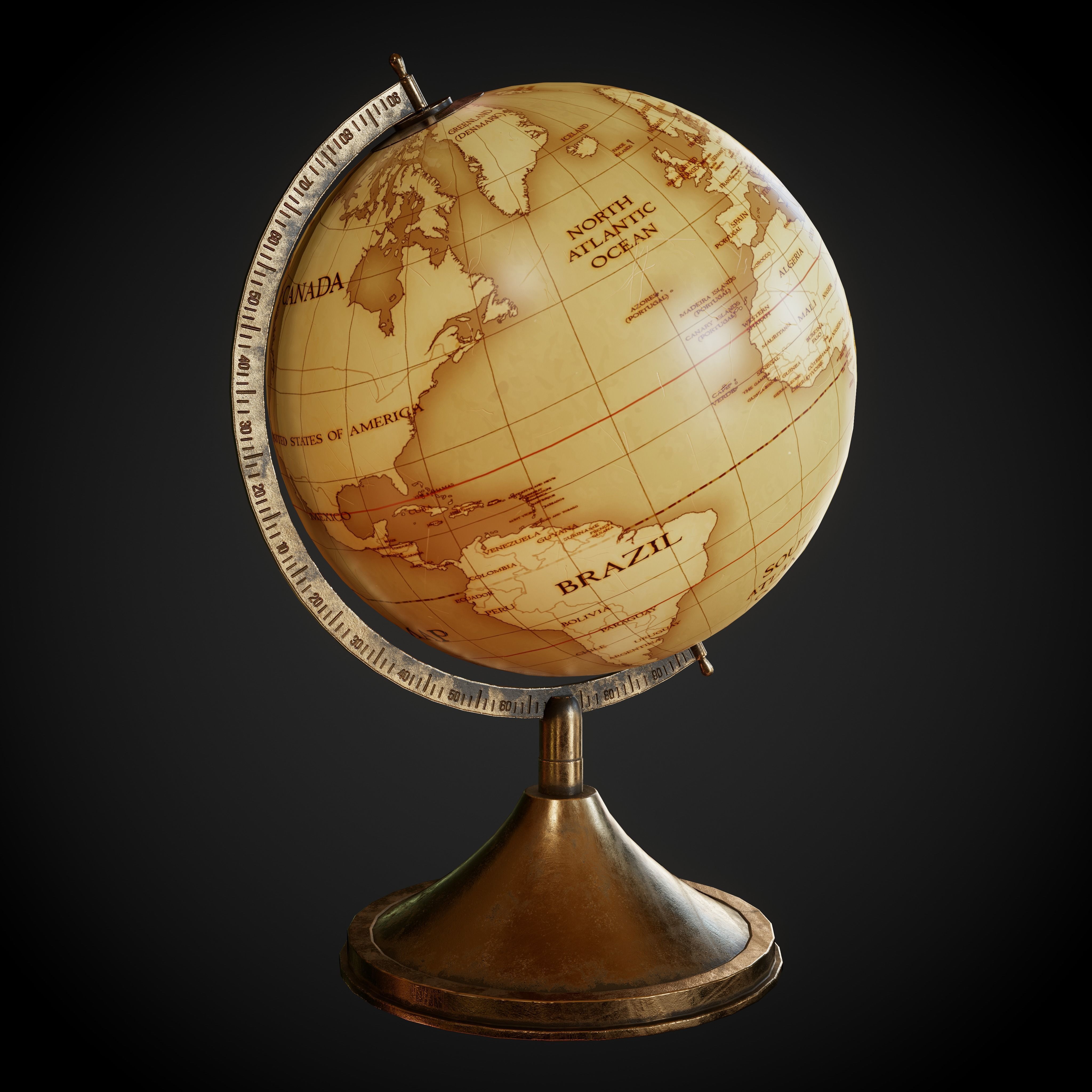 Globe 3D Model antique 3D model_4