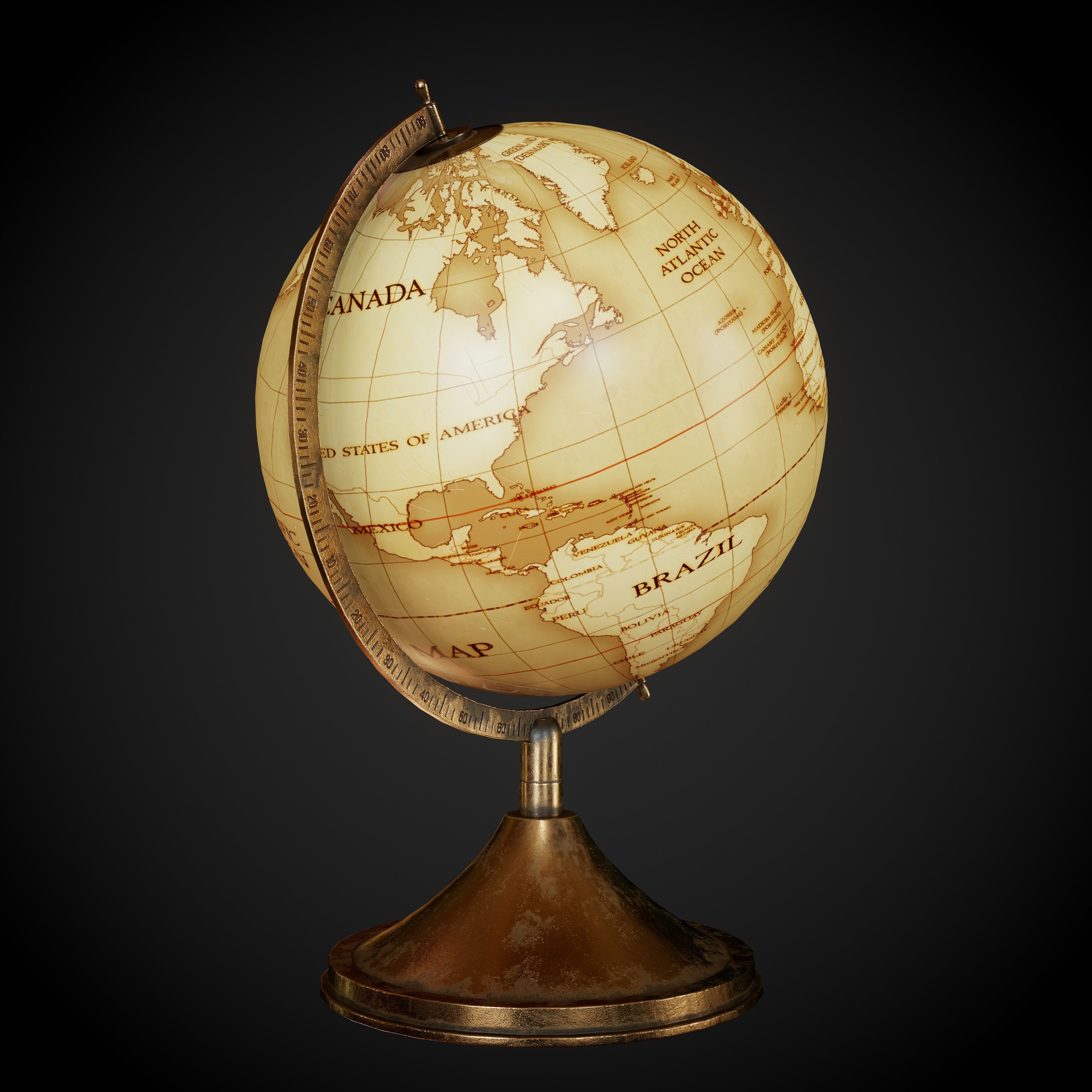 Globe 3D Model antique 3D model_6