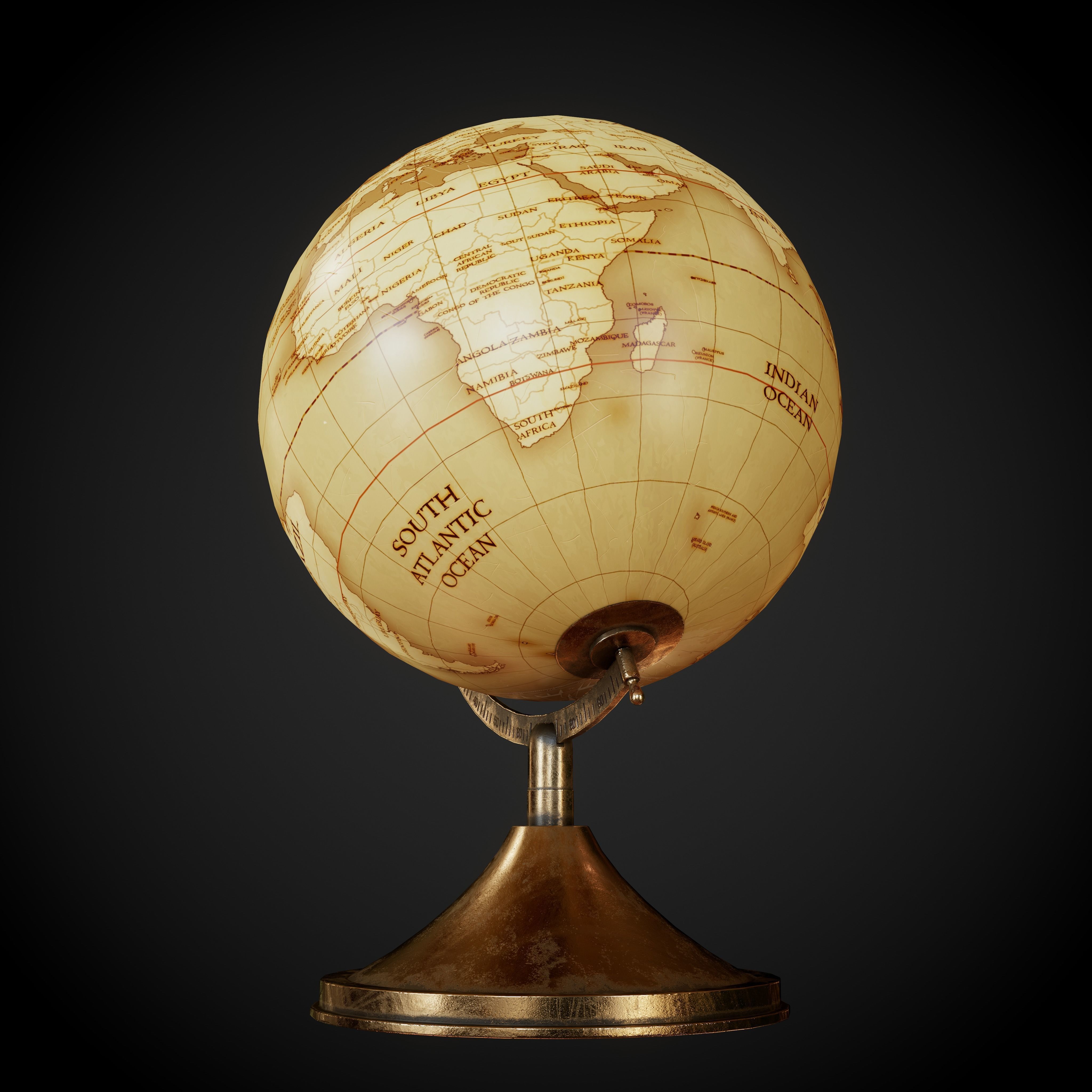 Globe 3D Model antique 3D model_7