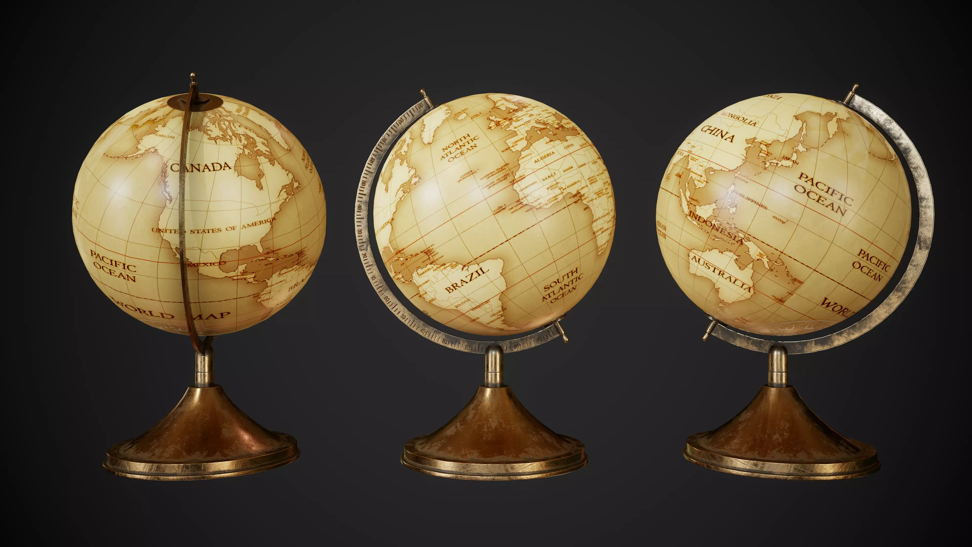 Globe 3D Model antique 3D model_0