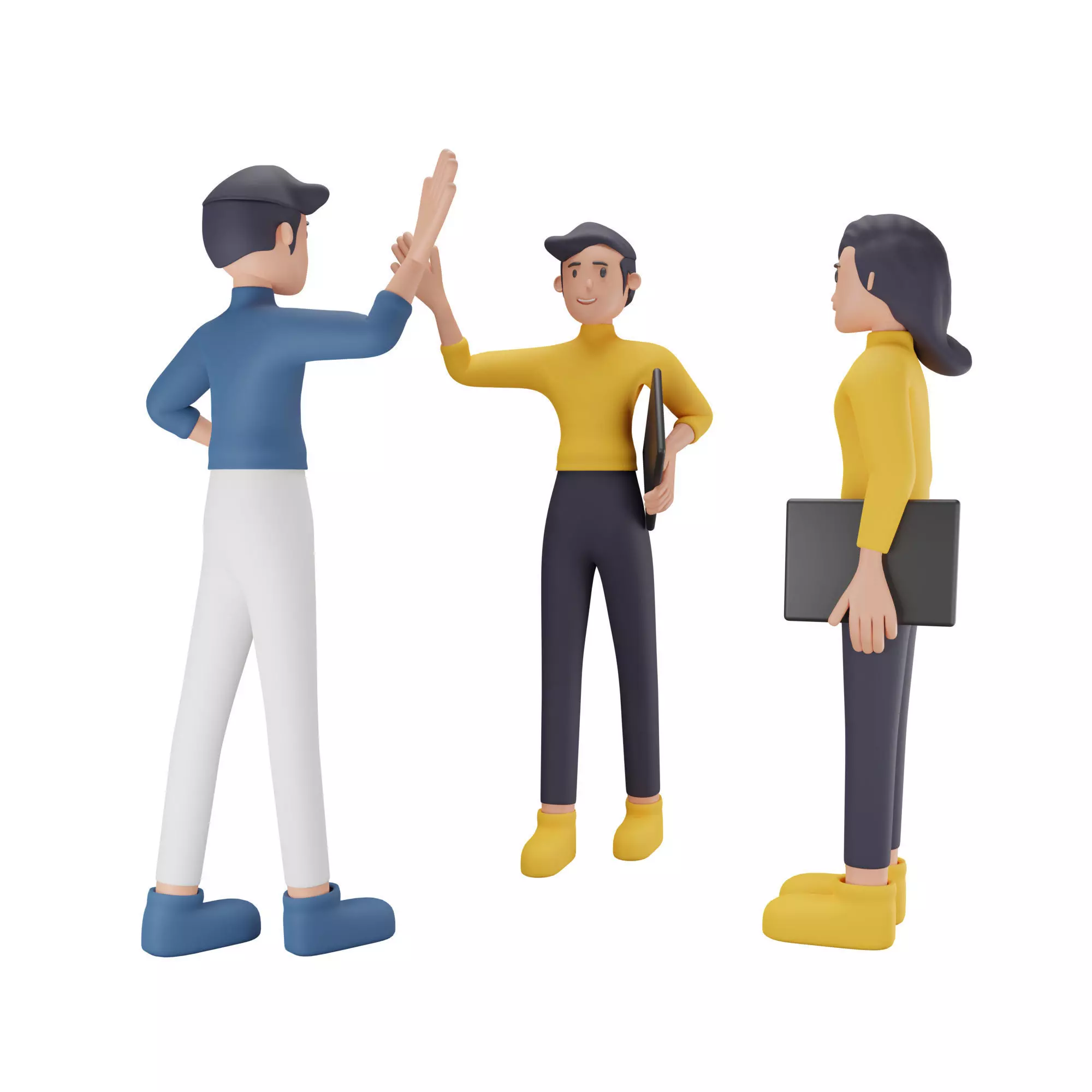Concept of Business Employees Team Working in Business Low-poly 3D model_0