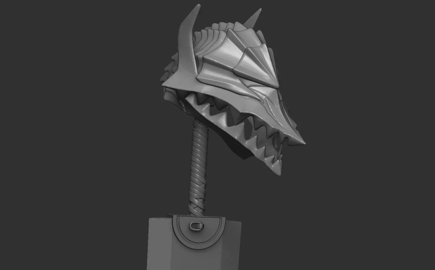 Berserk Stand with helmet sword and base 3D print model_0