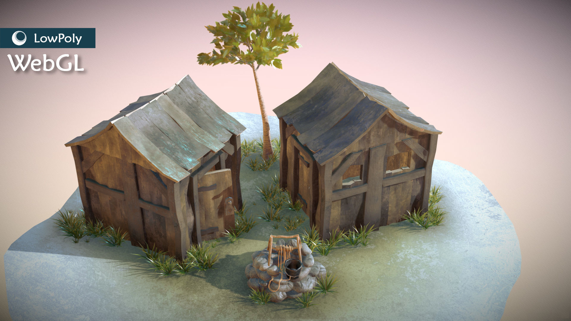 Pioneer house level 1 Low-poly 3D model_5