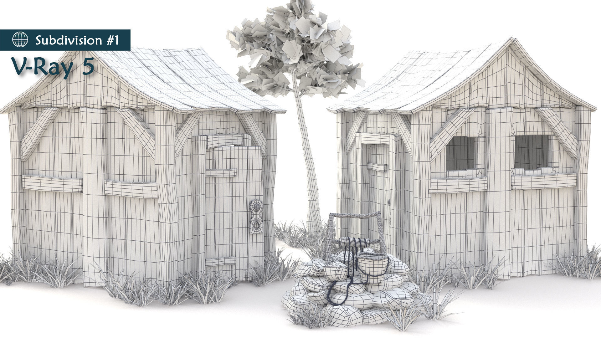 Pioneer house level 1 Low-poly 3D model_11