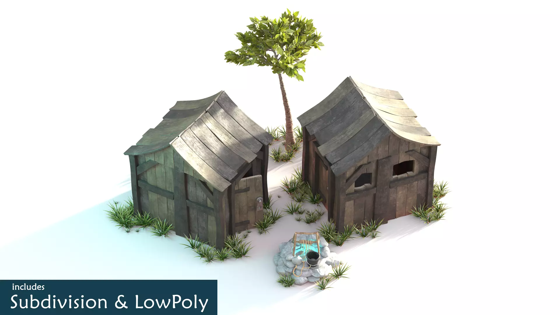 Pioneer house level 1 Low-poly 3D model_0
