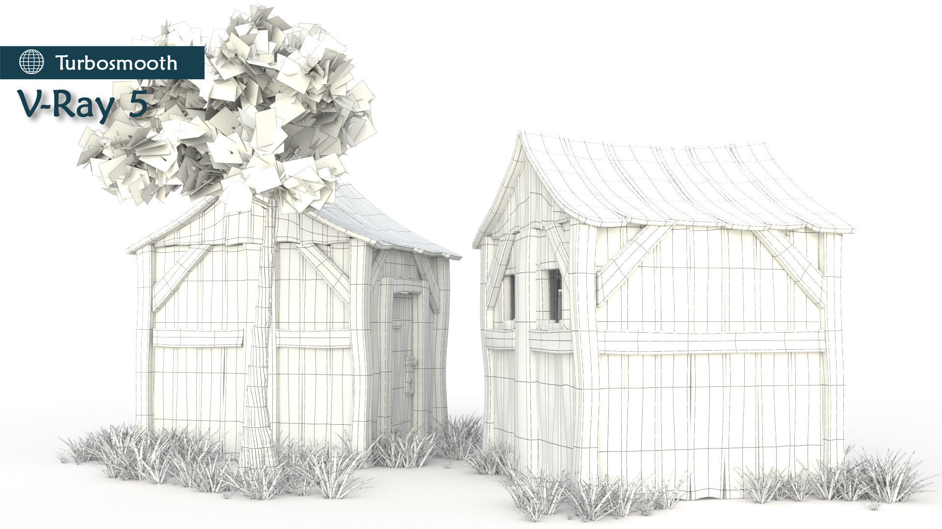 Pioneer house level 1 Low-poly 3D model_9