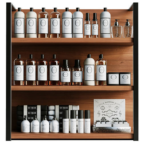 Minimalist shelf with toiletries 3D model