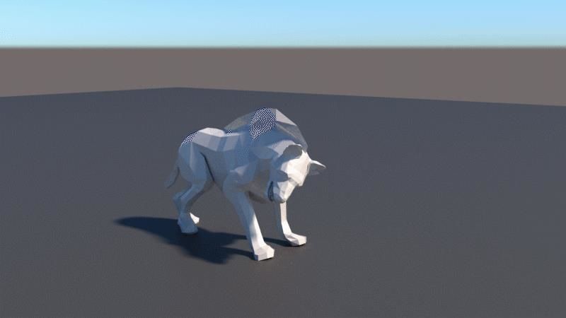 lowpoly Hyena wolf 3D model_4