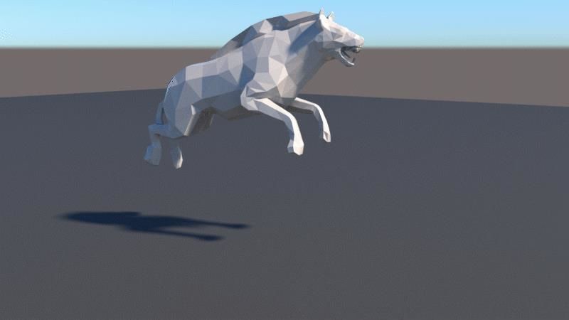 lowpoly Hyena wolf 3D model_5