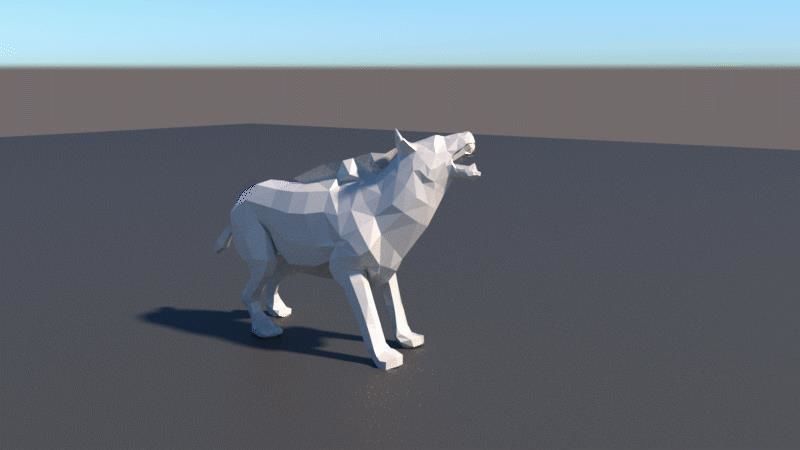 lowpoly Hyena wolf 3D model_6