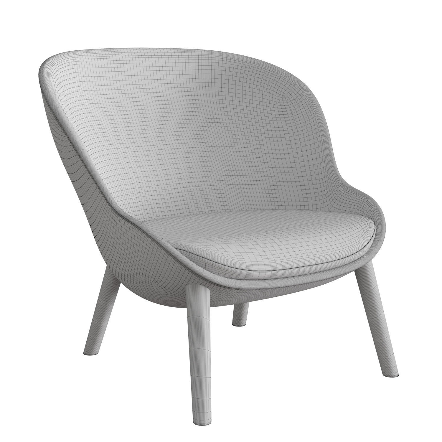 Hyg Lounge Chair Low Oak 3D model_4