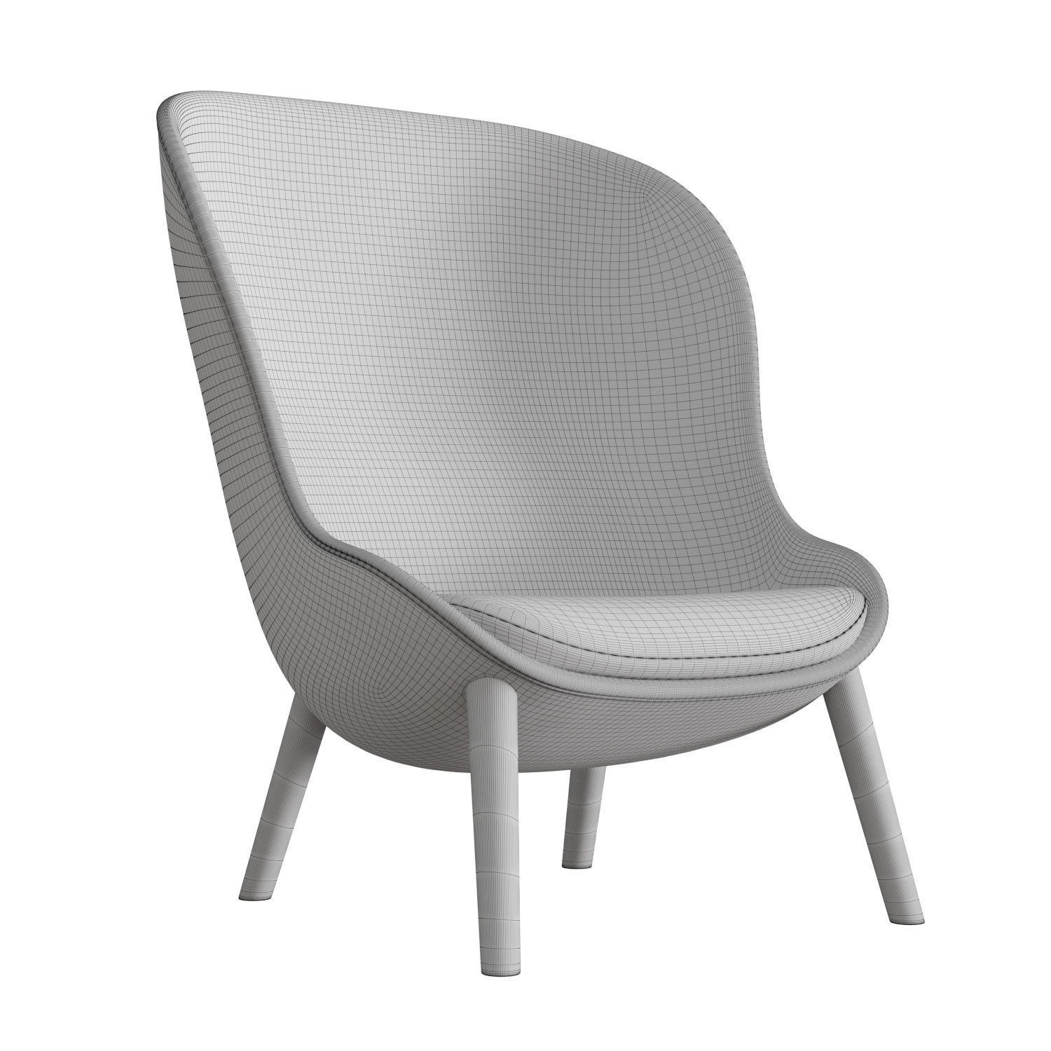 Hyg Lounge Chair High Oak 3D model_4