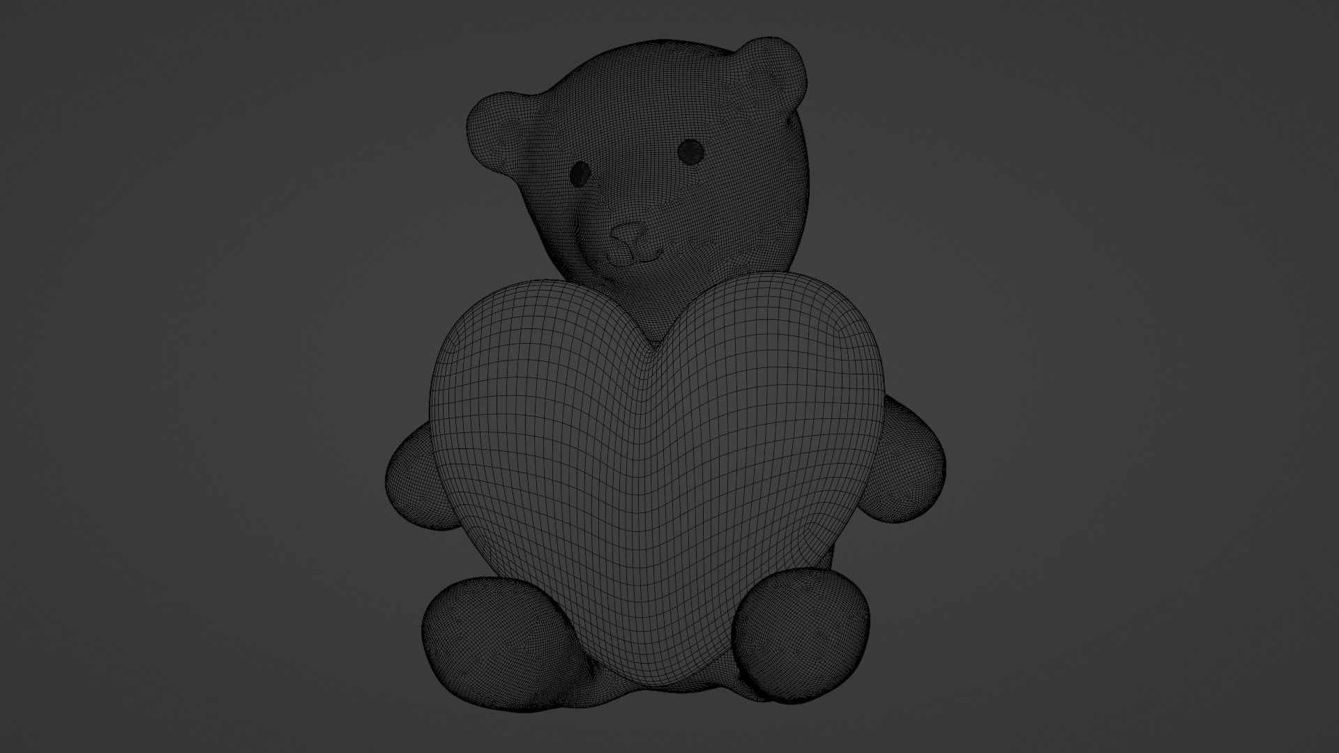 Teddy Polar Bear with Heart Low-poly 3D model_10