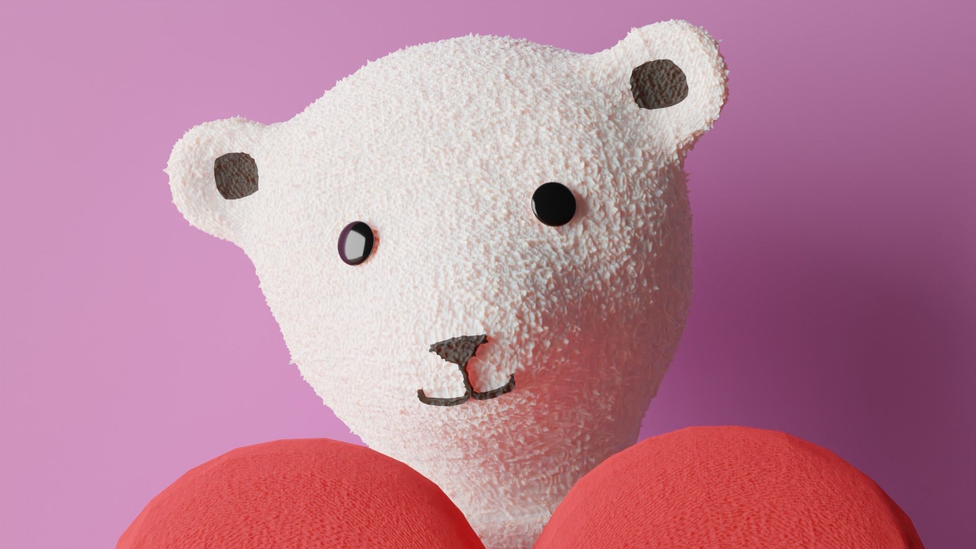 Teddy Polar Bear with Heart Low-poly 3D model_3