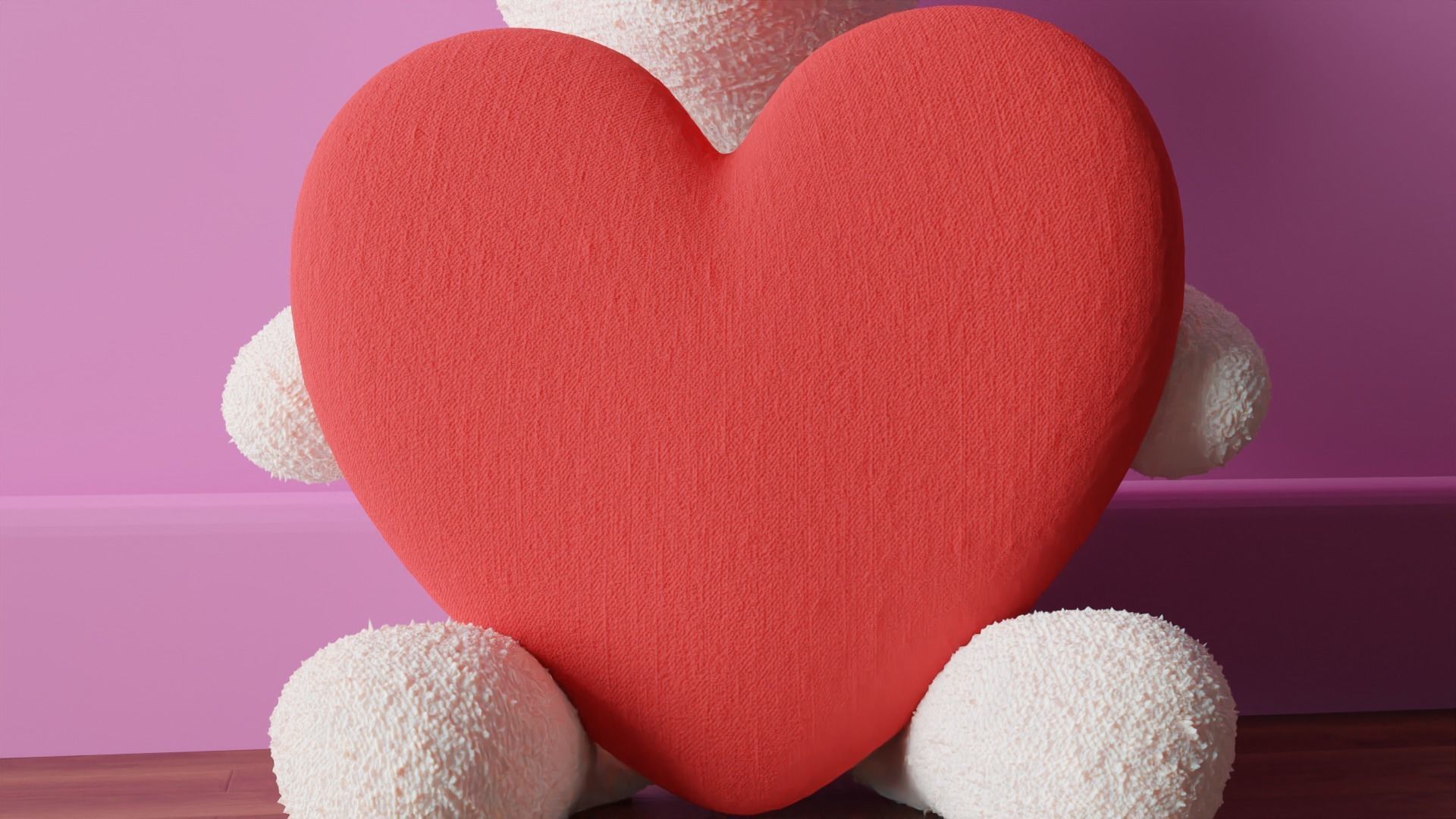 Teddy Polar Bear with Heart Low-poly 3D model_4