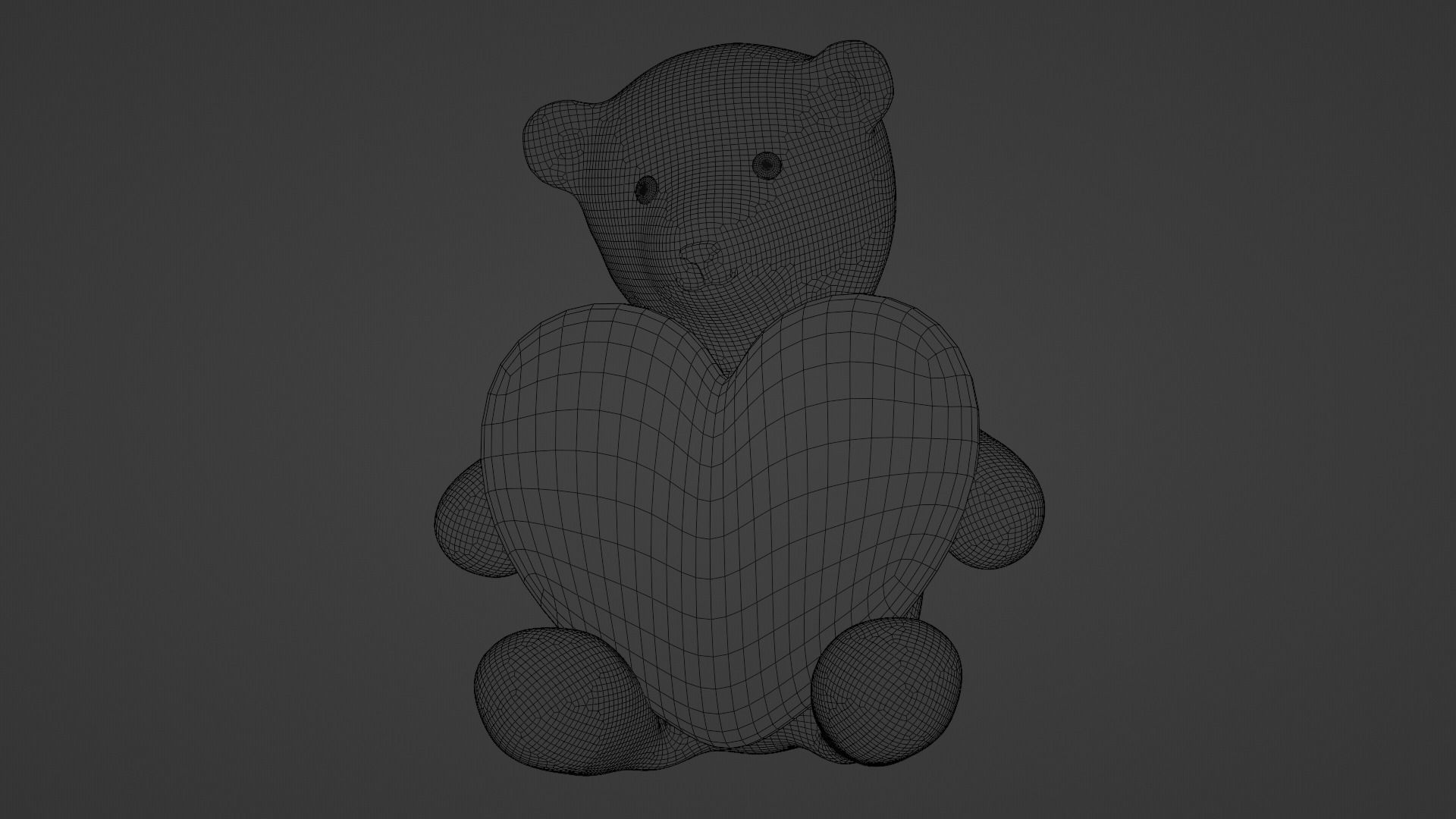 Teddy Polar Bear with Heart Low-poly 3D model_5