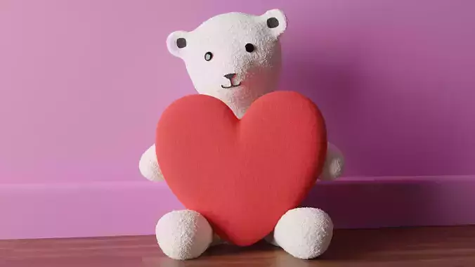 Teddy Polar Bear with Heart Low-poly 3D model Teddy Polar Bear with Heart Low-poly 3D model