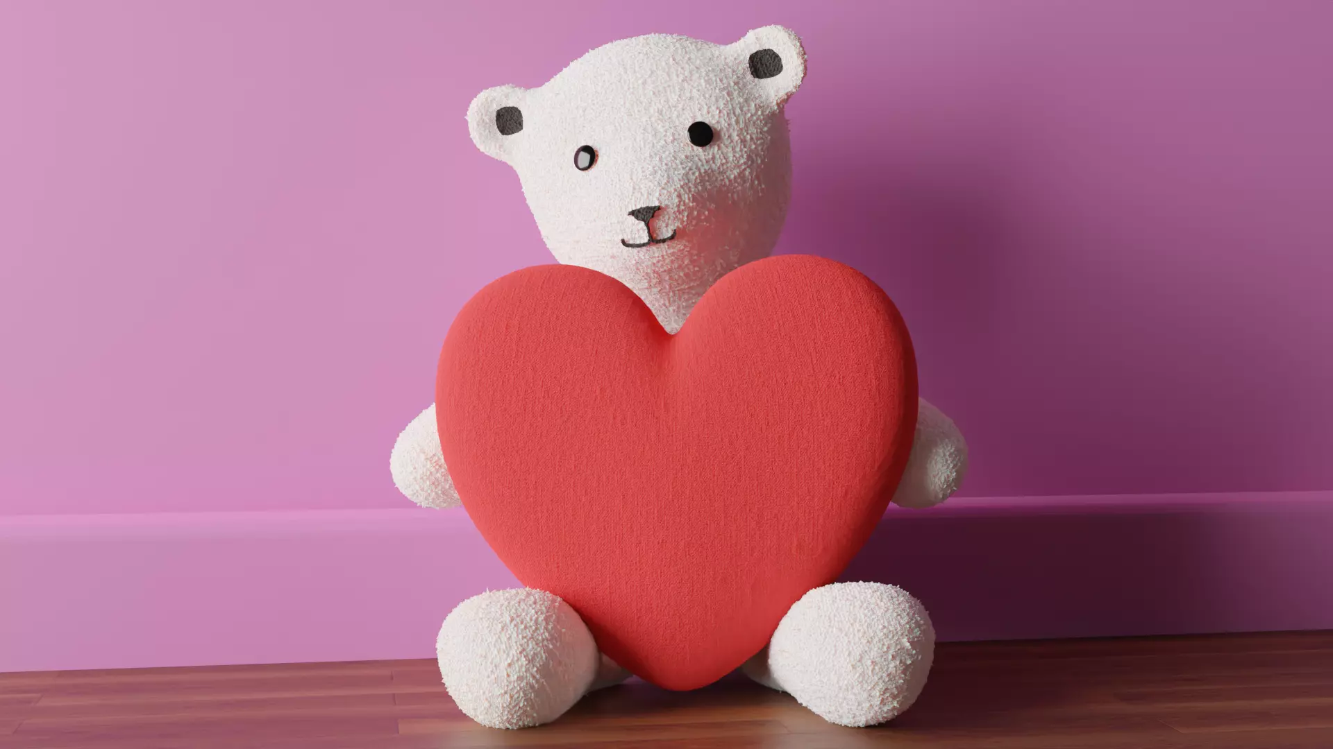 Teddy Polar Bear with Heart Low-poly 3D model_0