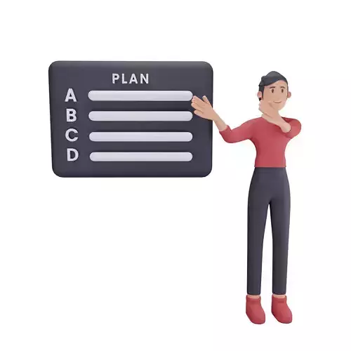 Business Man Illustrate Product Planning Option Low-poly 3D model