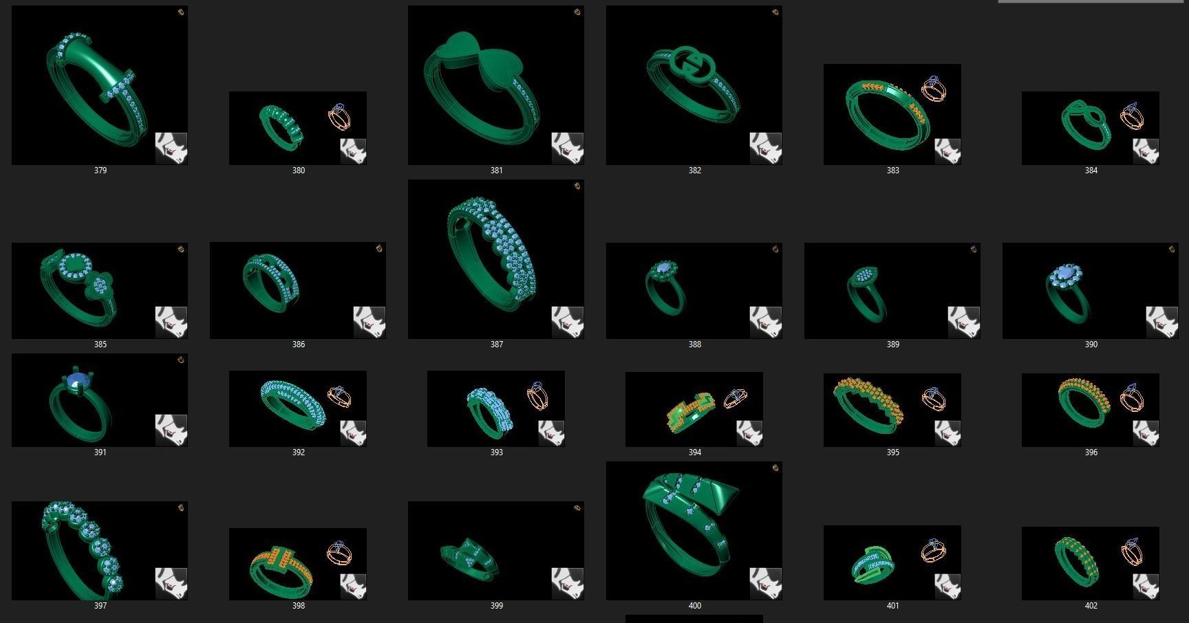 rings set of 3D print model_14