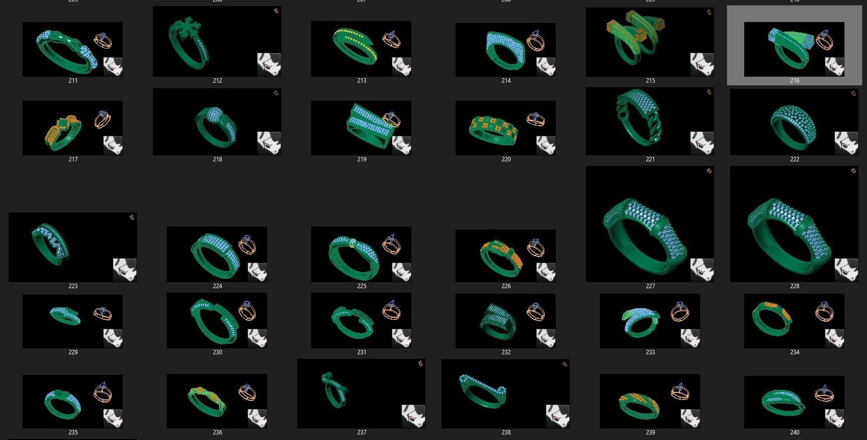 rings set of 3D print model_8