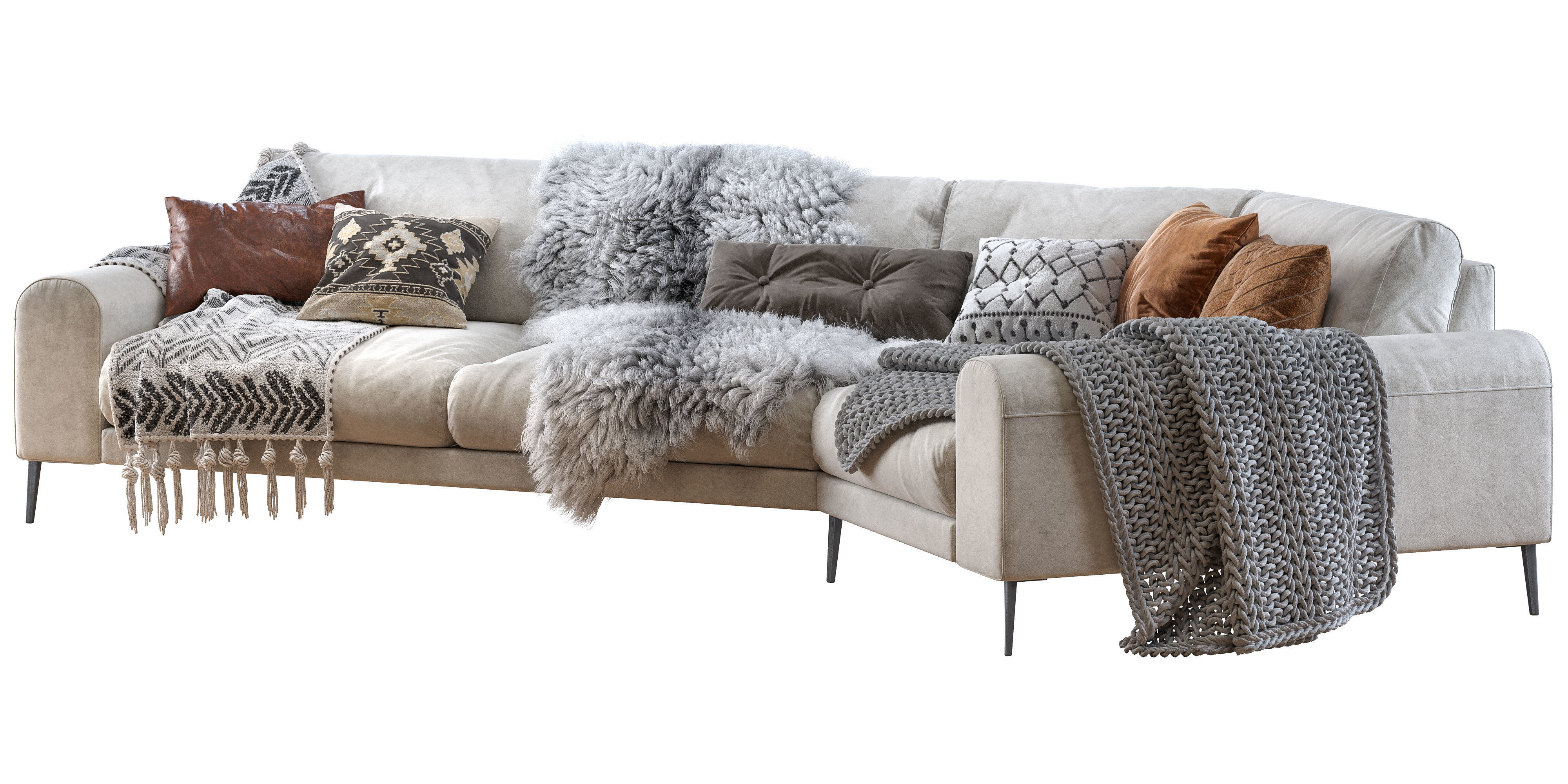 Joy shaped corner sofa 3D model_5