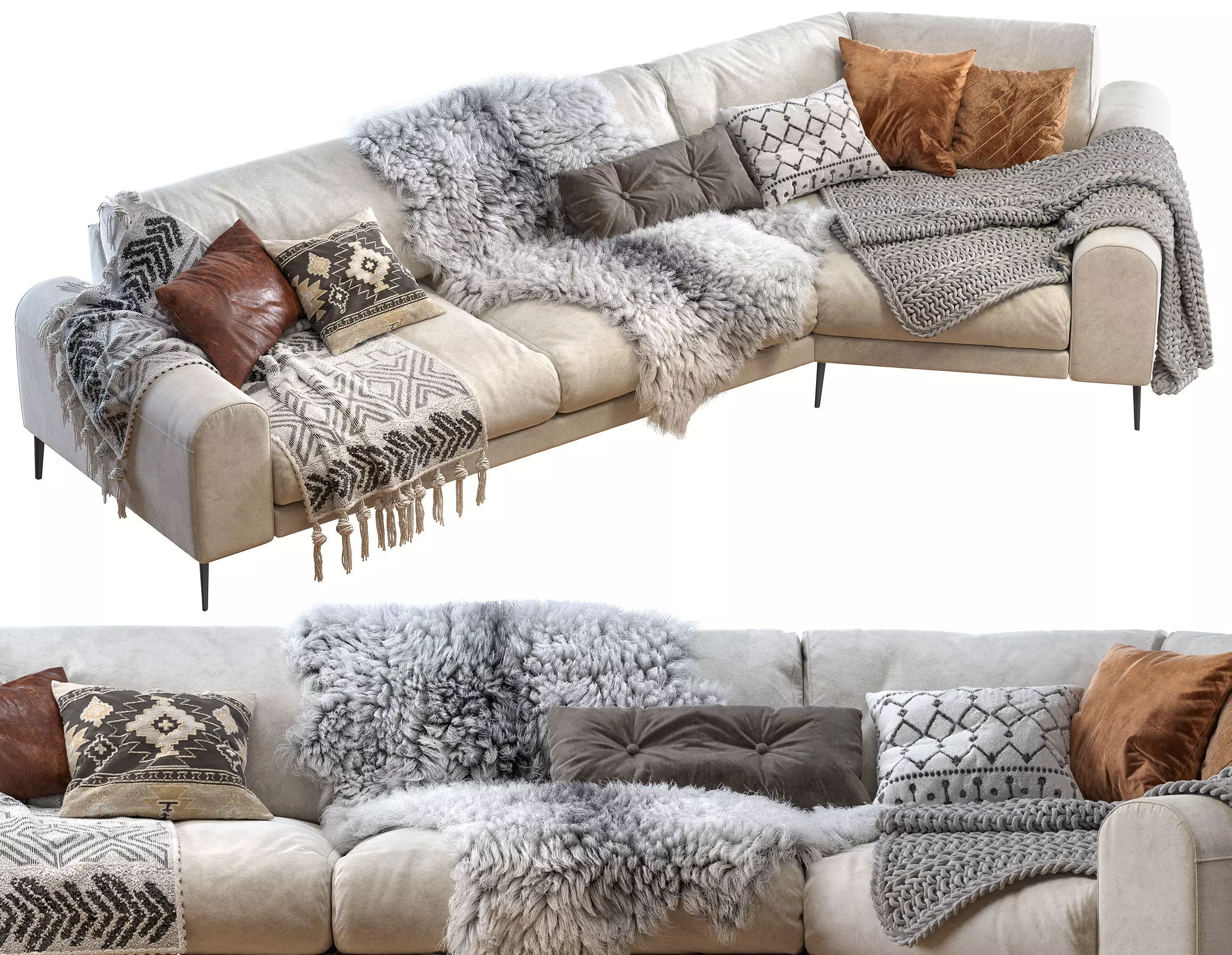 Joy shaped corner sofa 3D model_0