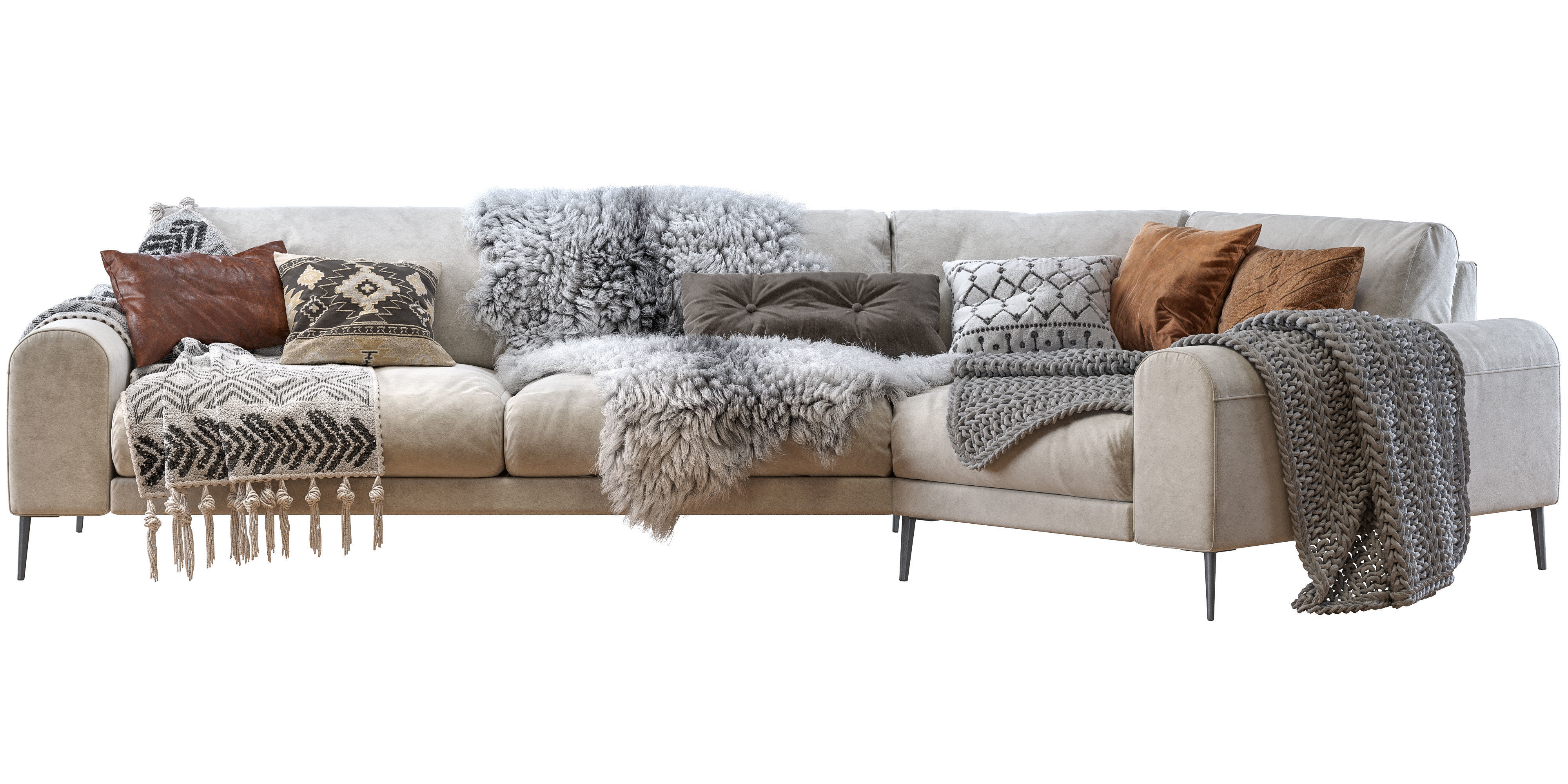 Joy shaped corner sofa 3D model_4