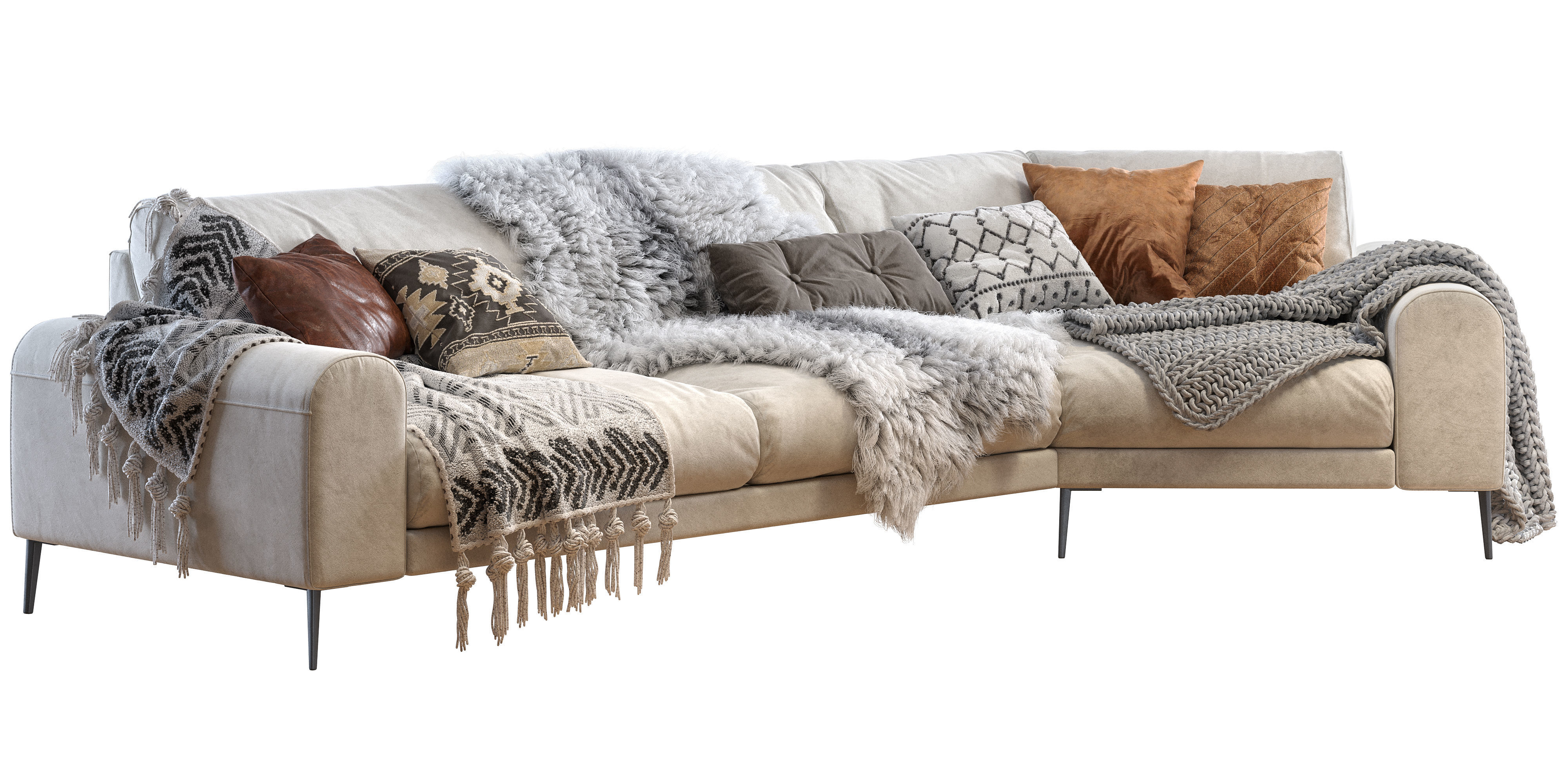 Joy shaped corner sofa 3D model_2