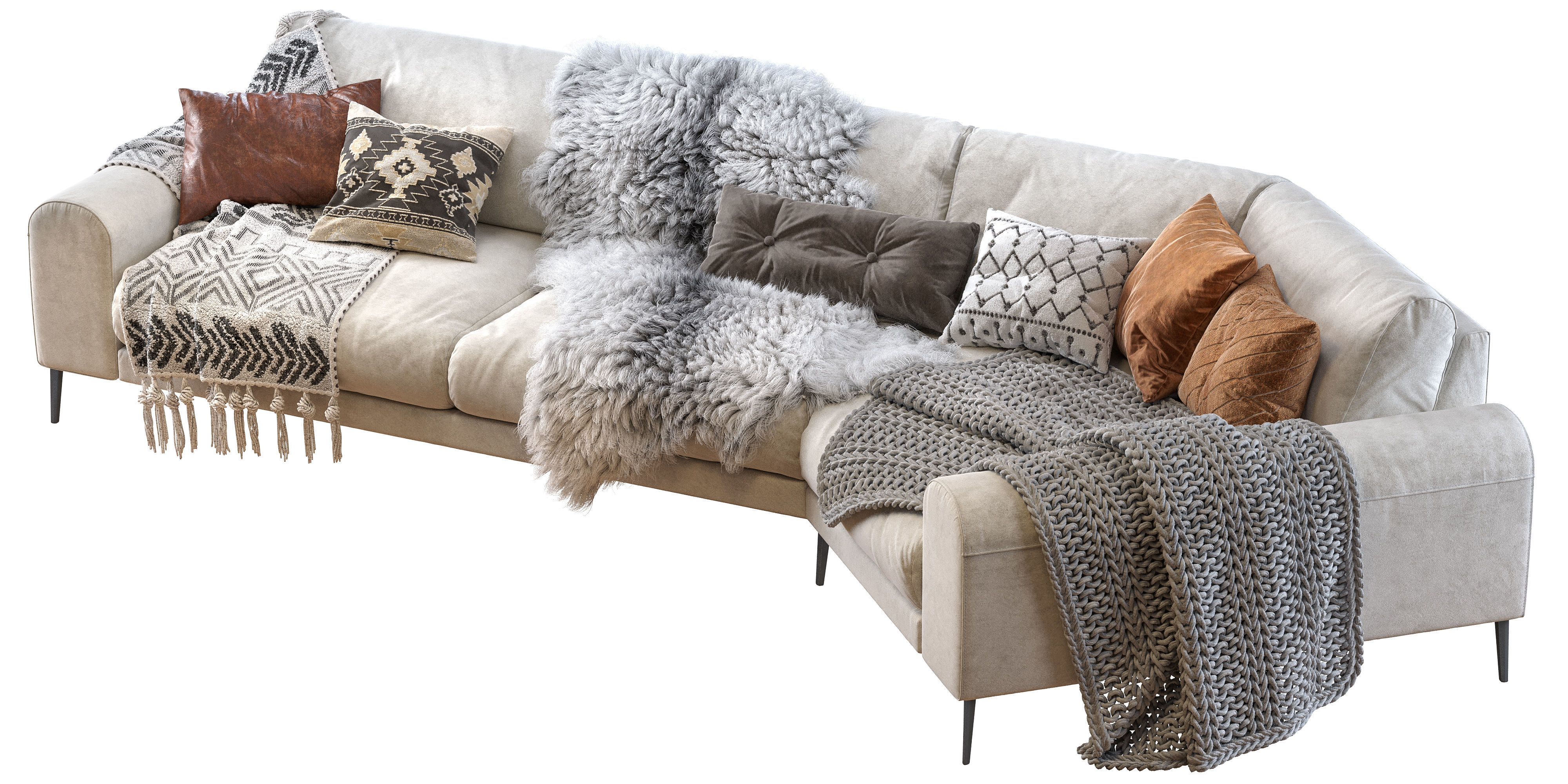 Joy shaped corner sofa 3D model_6