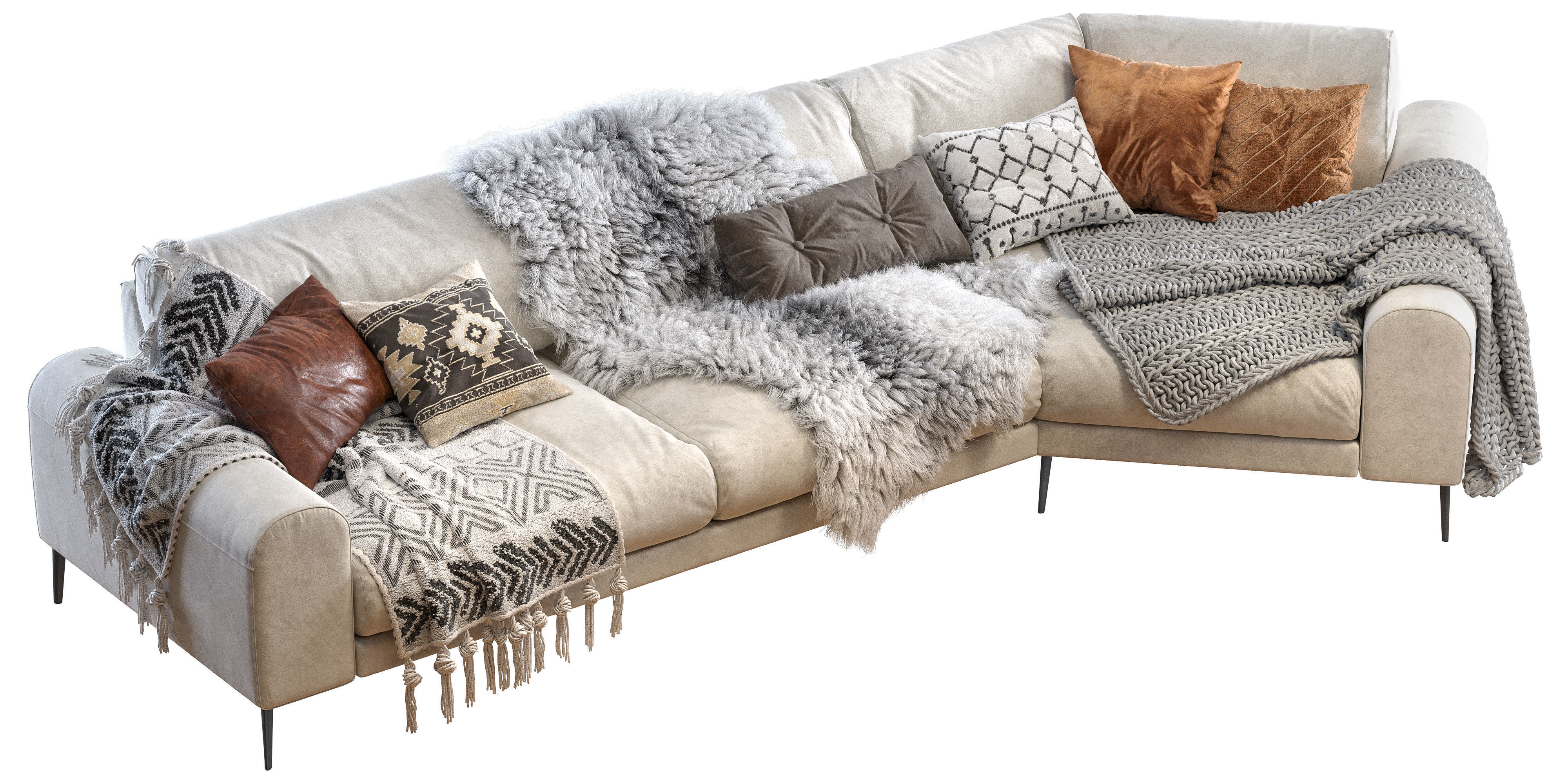 Joy shaped corner sofa 3D model_1