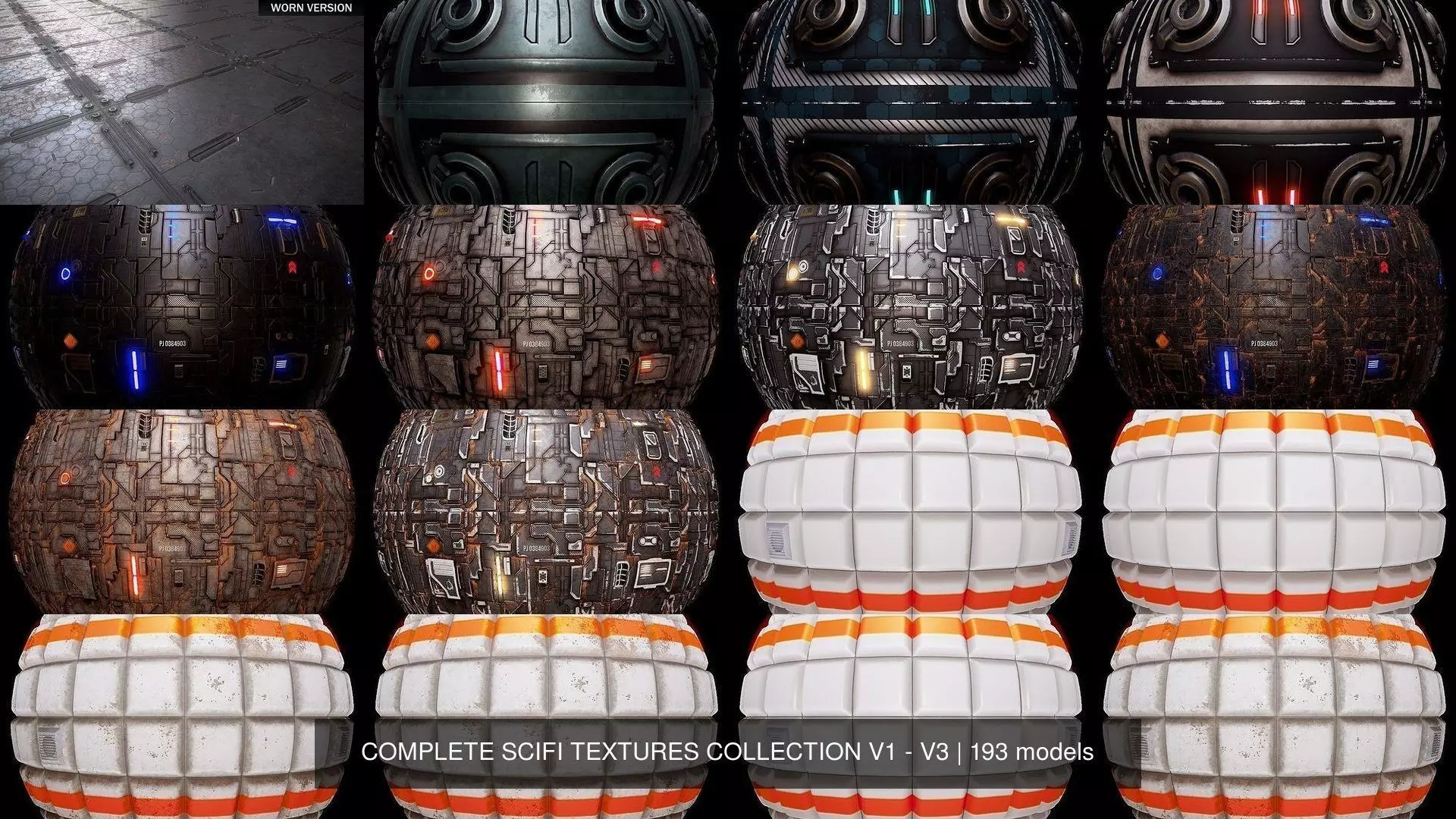 COMPLETE SCIFI TEXTURES COLLECTION V1 - V3 3D Model Pack