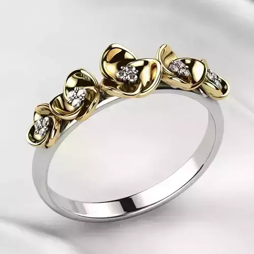 Five Flowers Gold Ring