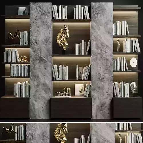 Wardrobe with decor and large books
