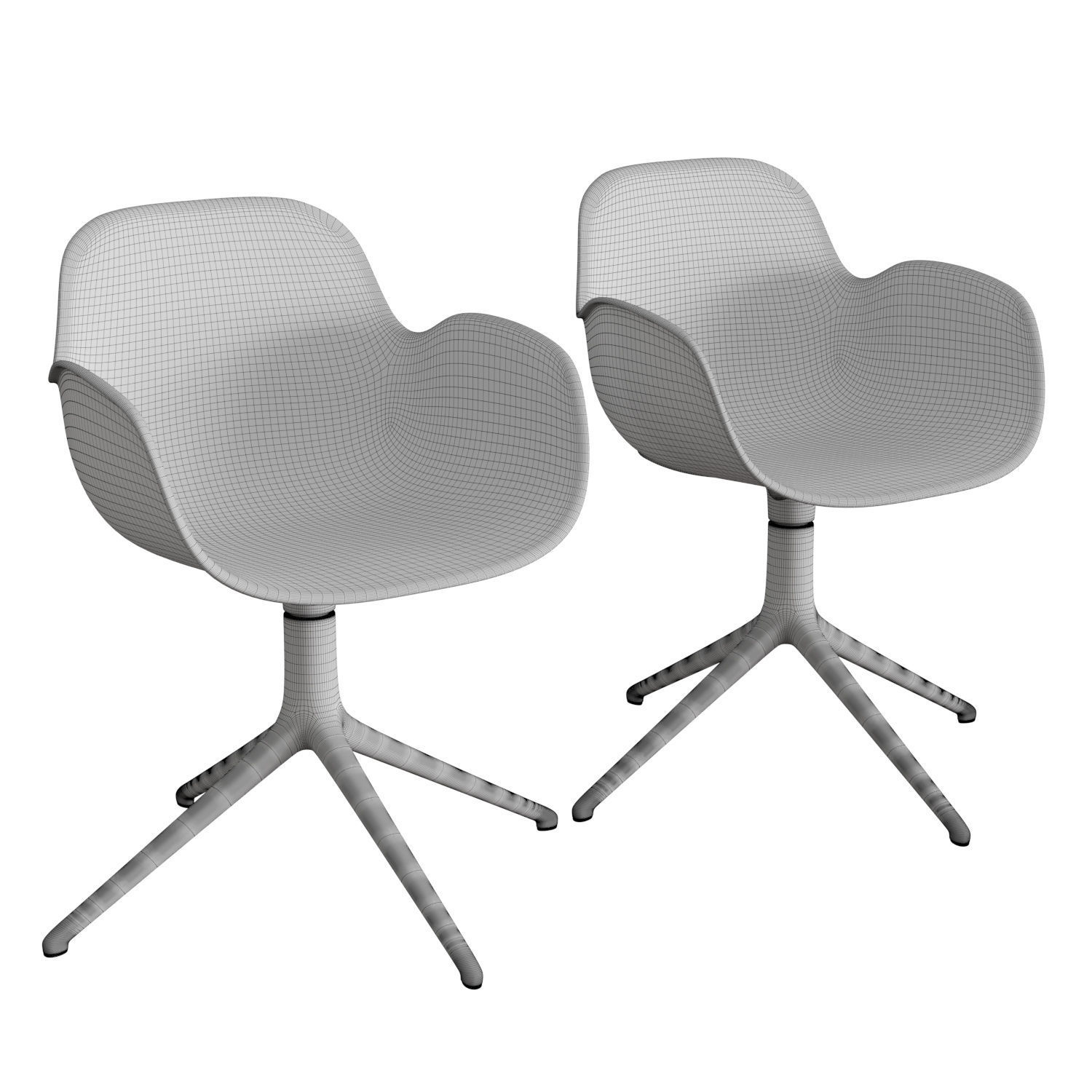 Form Armchair Swivel 4 Legs 3D model_4