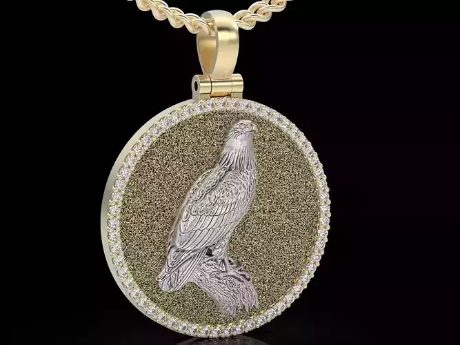 Eagle Pendant Sculpture jewelry Gold necklace