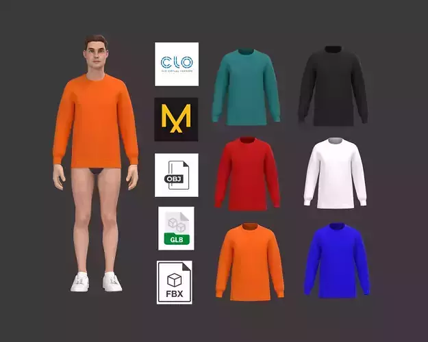 Basic T-Shirt Full Sleeve 3D model
