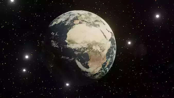 Earth in space with stars and planets