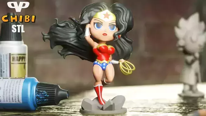 Wonder Woman Chibi for 3D Printing STL ChibiSTL